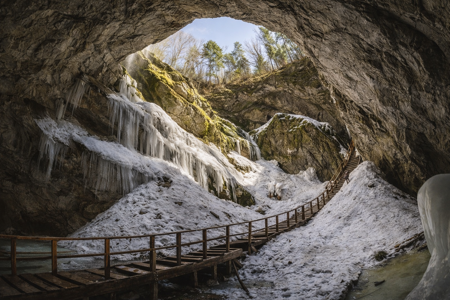 Scărișoara Ice Cave in the Apuseni Mountains