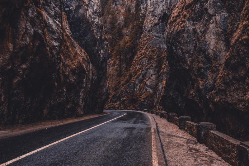 A winding road through the dramatic Bicaz Gorge