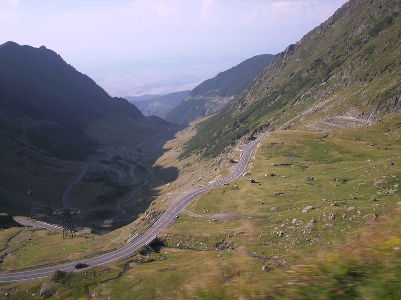 The Transfagarasan road's hairpin bends near Balea Lake