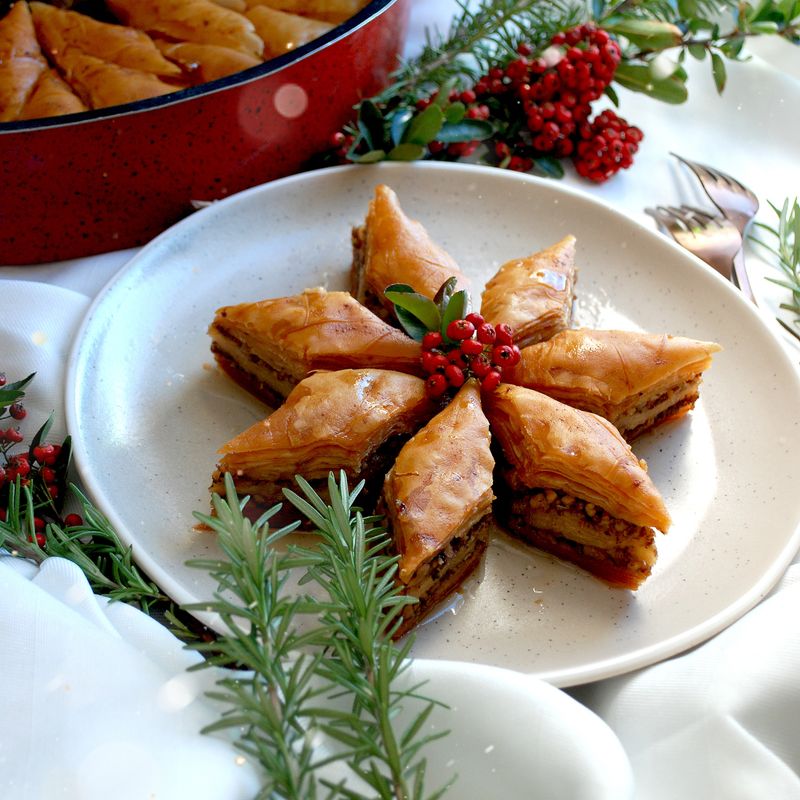 Baklava, a syrup-soaked pastry that reflects Dobrogea's Turkish and Tatar culinary heritage