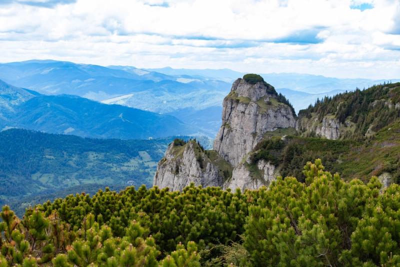 The Ceahlău mountain massif in Romania