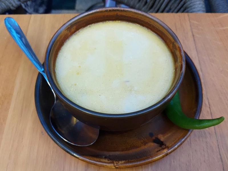 A bowl of storceag, a traditional Danube Delta fish soup
