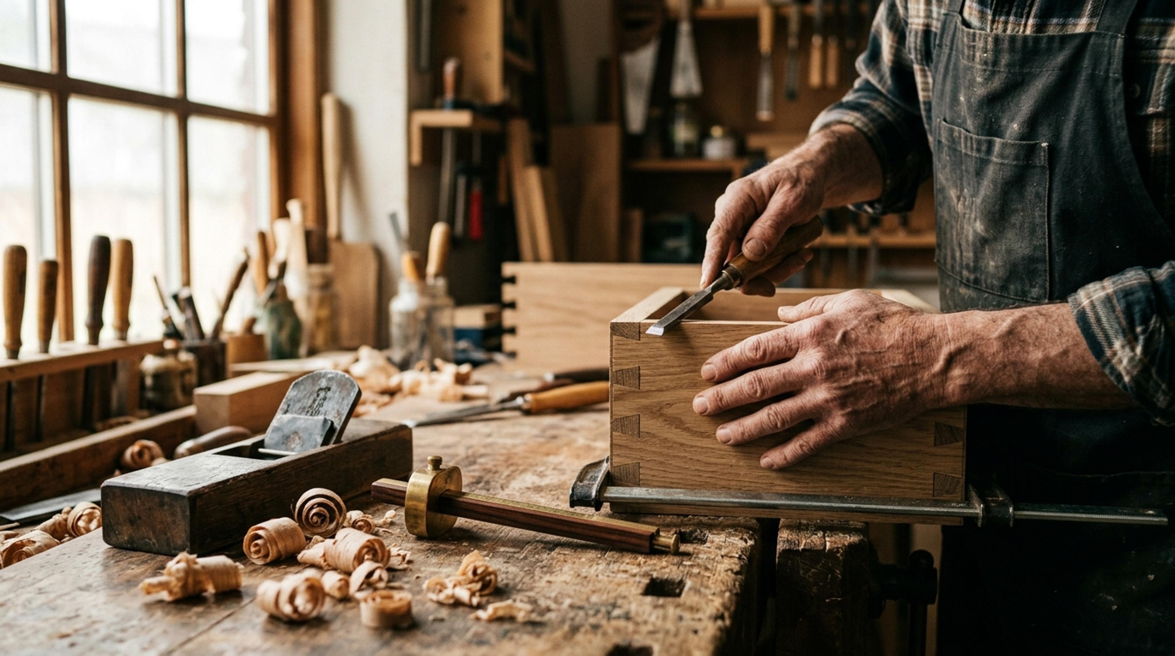 Joinery tuition at the workbench