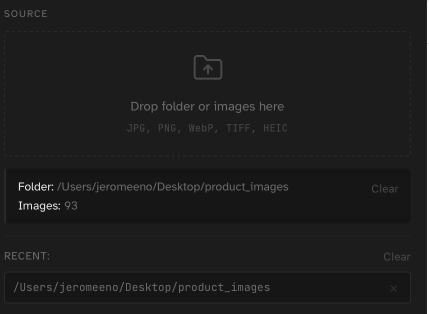 Source panel screenshot with loaded image folder