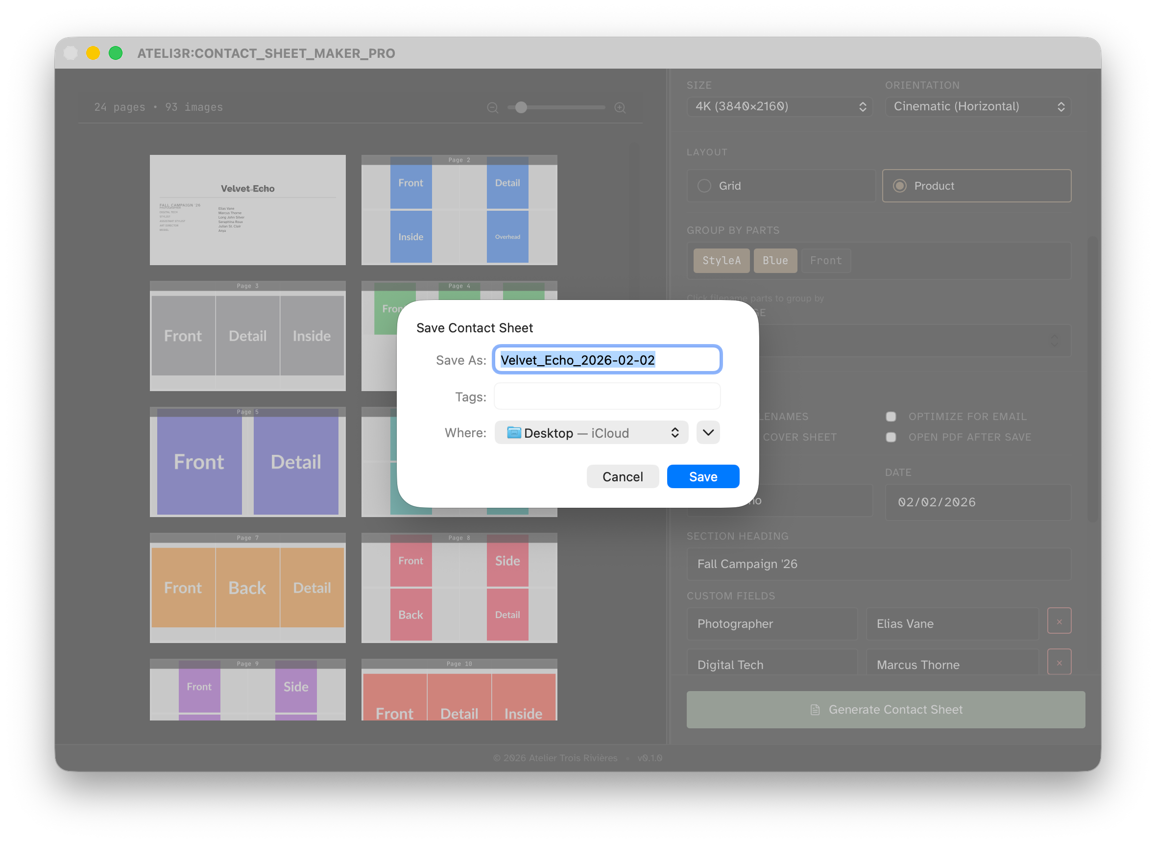 Save dialog during contact sheet generation