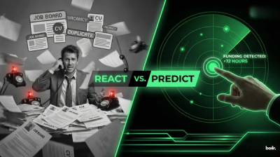 It visually communicates the feeling of the speed advantage calm precision vs. chaotic scrambling. It immediately tells the user that Boilr provides clarity and a time advantage.