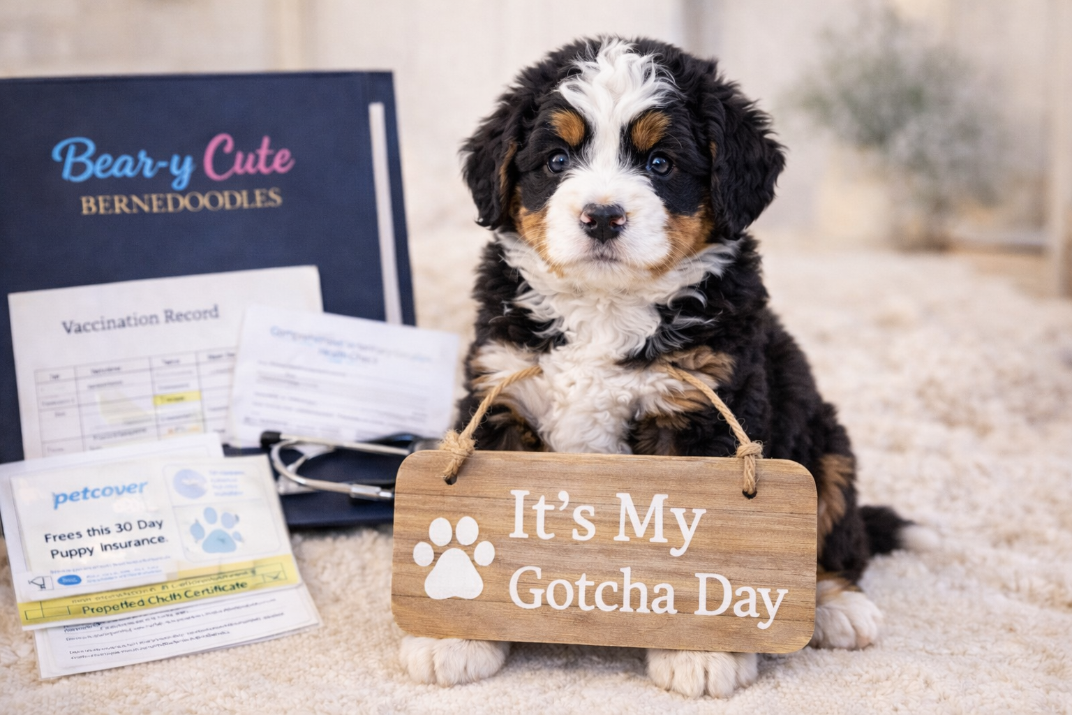 8 week old microchipped Bernedoodle puppy ready to go home Bear-y Cute Bernedoodles Australia