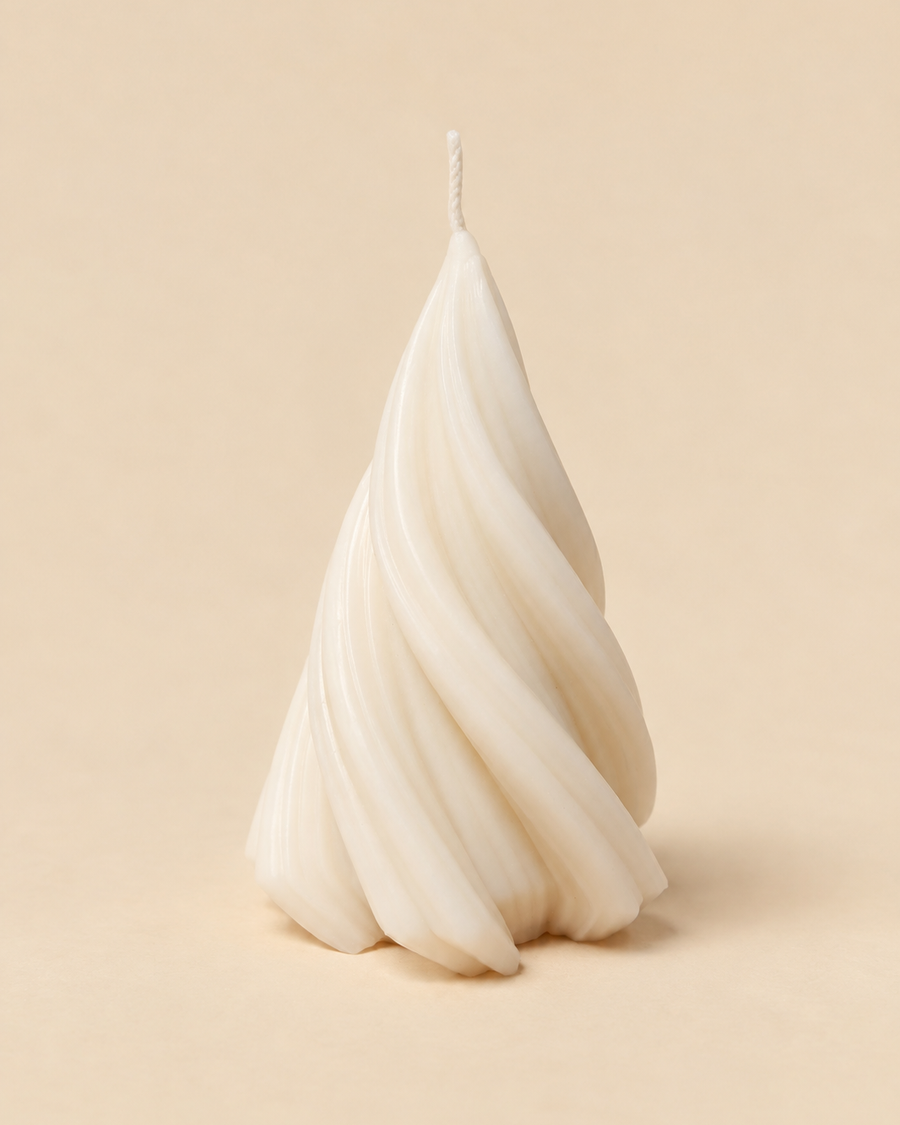 Velas em espiral, em branco e rosa