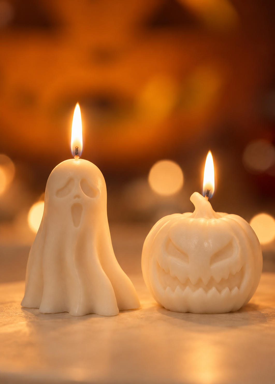 Prateleira de velas de Halloween