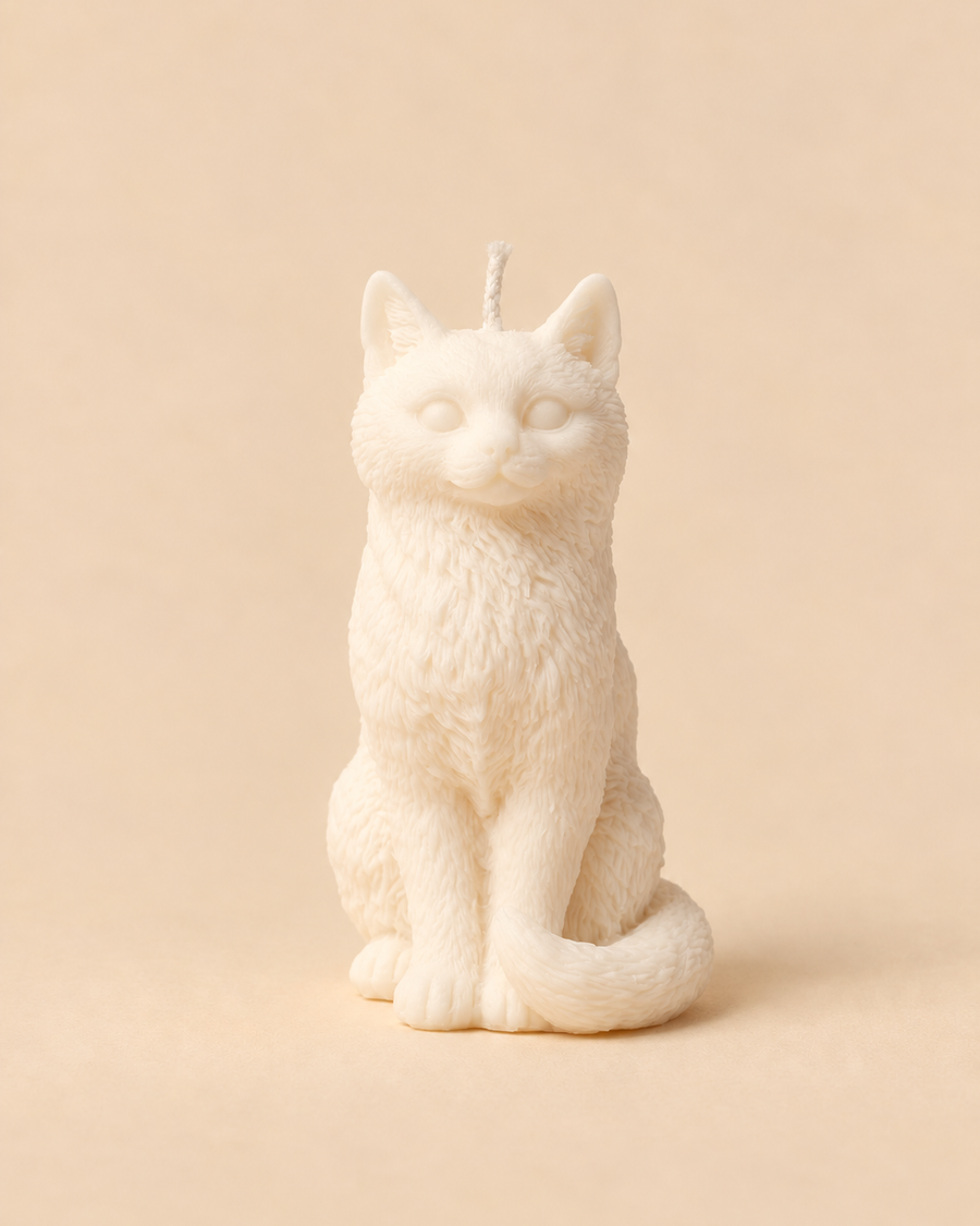 Vela em forma de gato sentado