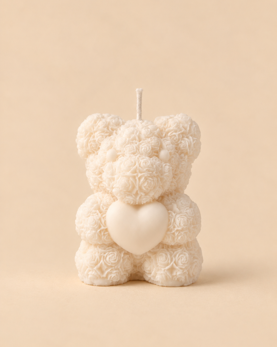 Vela em forma de urso, em rosa