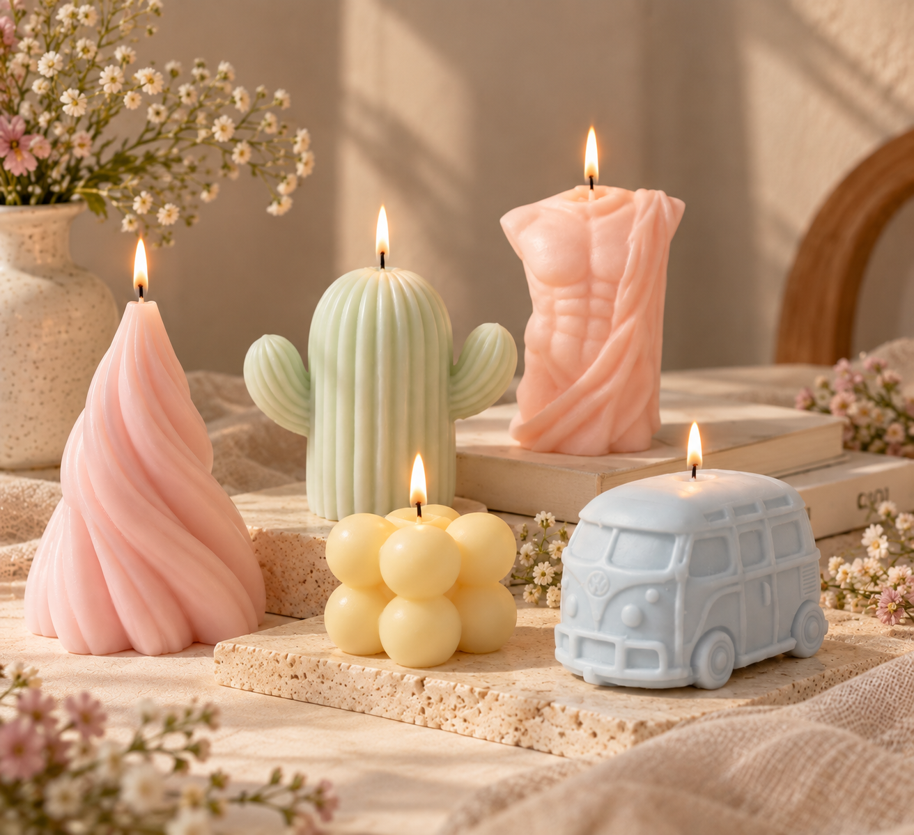 Velas dispostas em fila