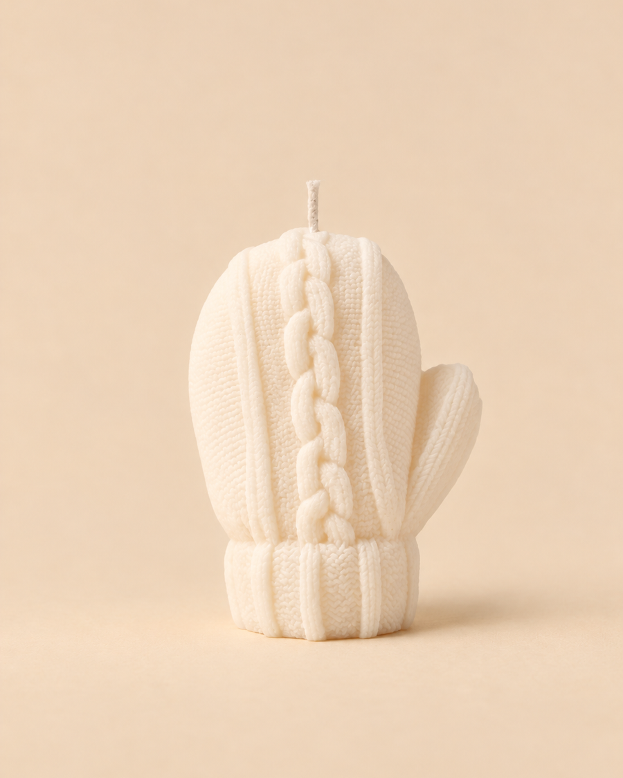 Velas em forma de luva de malha