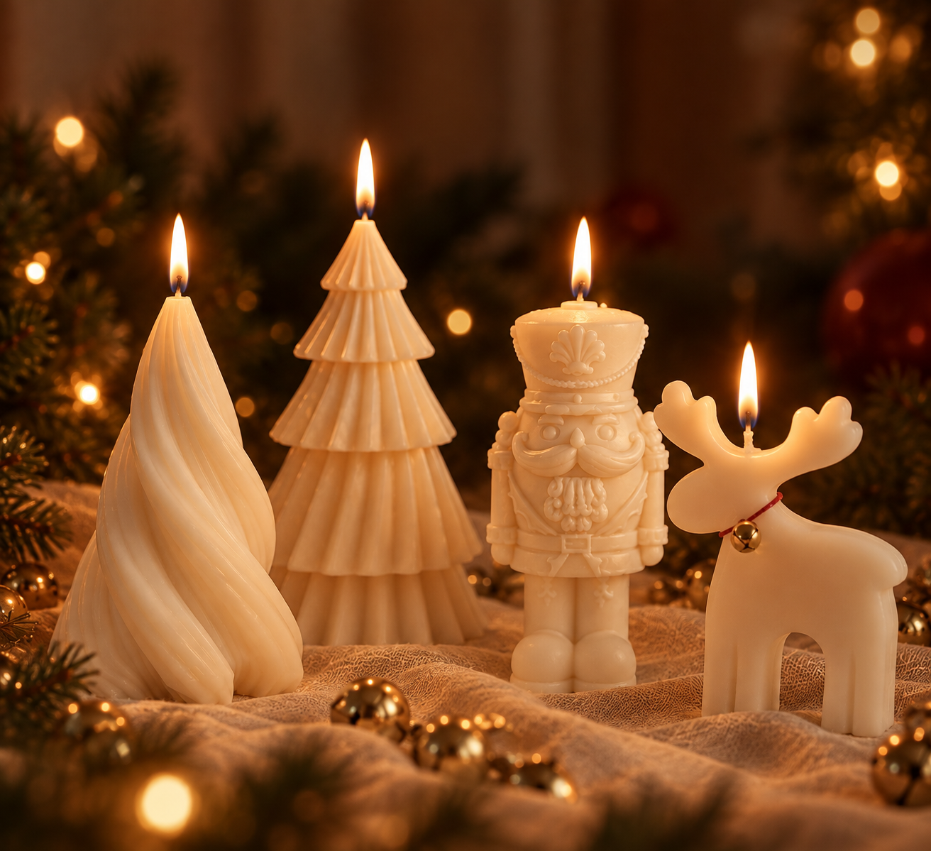 Velas de Natal nas mãos