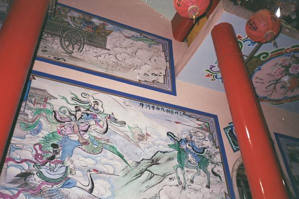 Murals on a temple next to Liu's studio