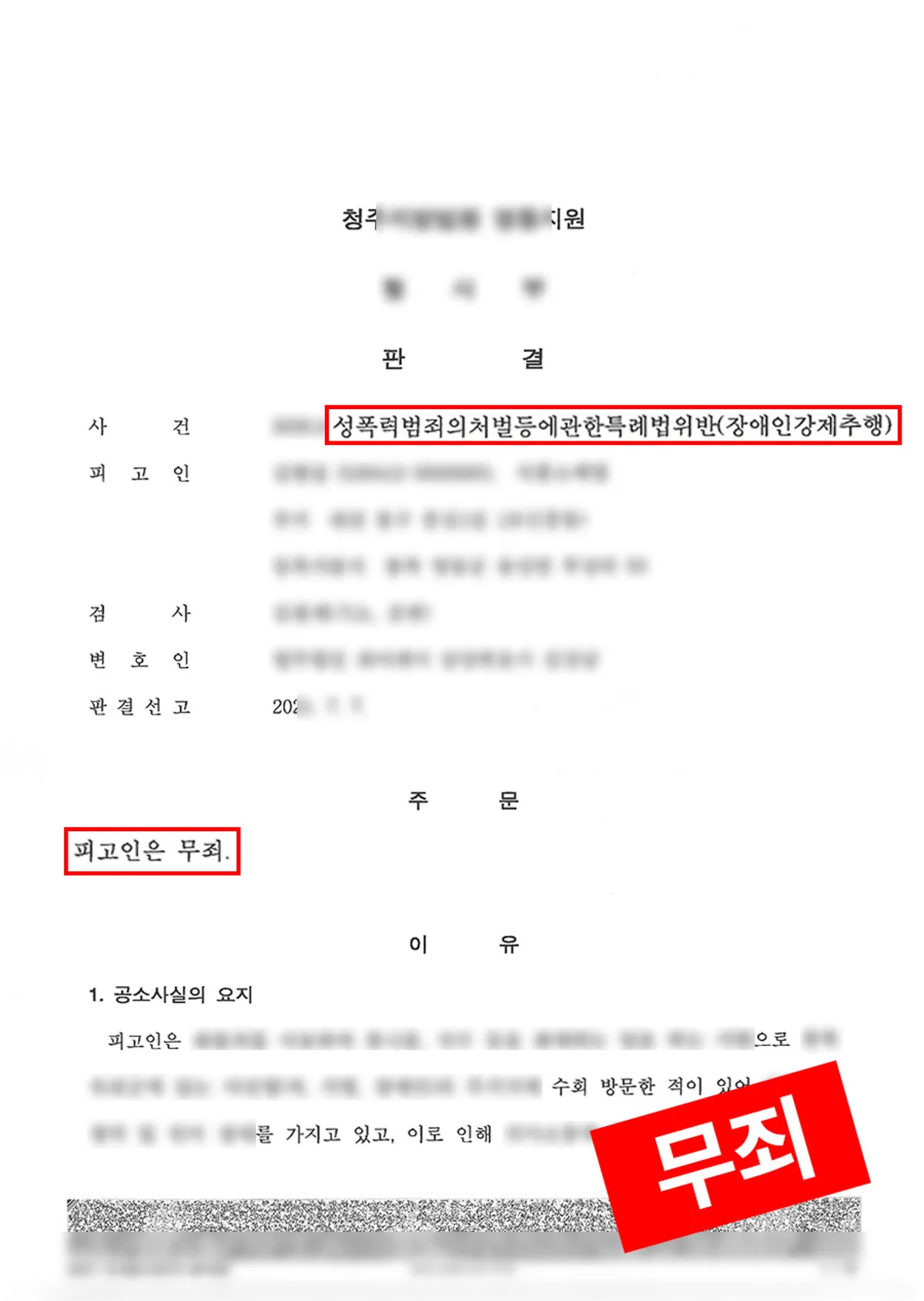 [성폭법-장애인강제추행] 농아인 피해자에게 음란행위를 하여 강제추행으로 고소당한 사건