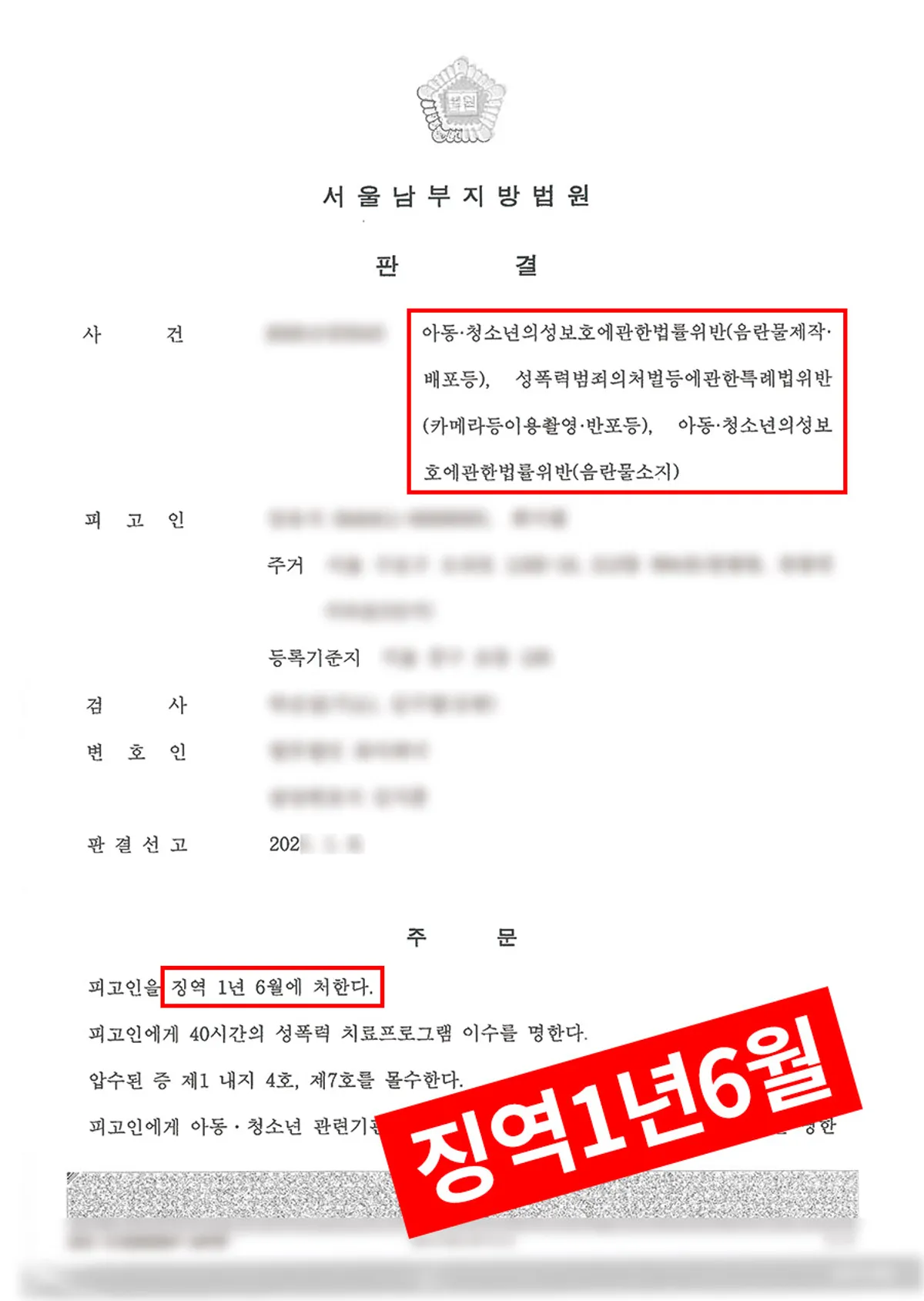 [아청법 위반-음란물 제작 및 배포 등] 아동·청소년이 출연한 음란물 소지 및 배포