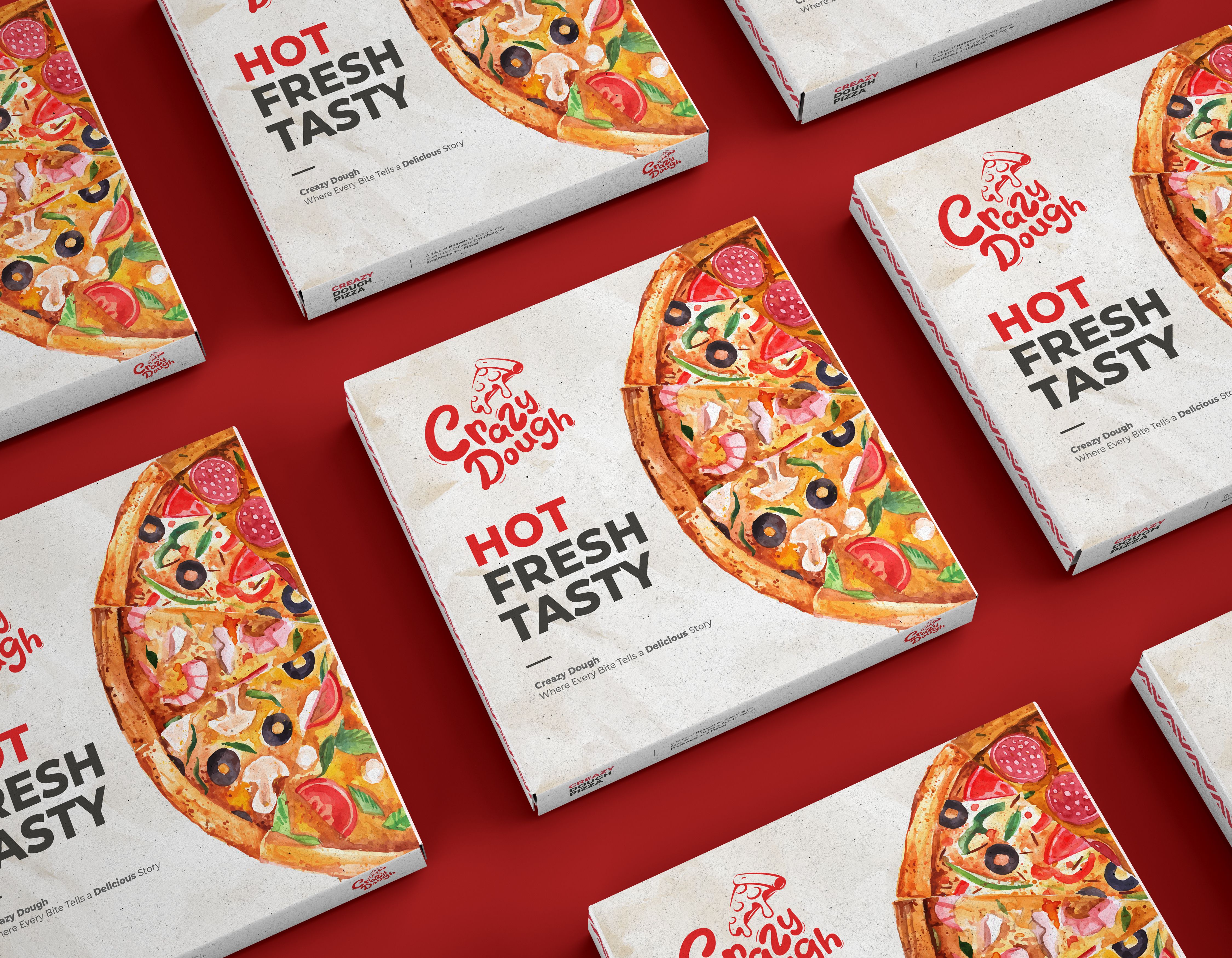 Crazy dough pizza box design 