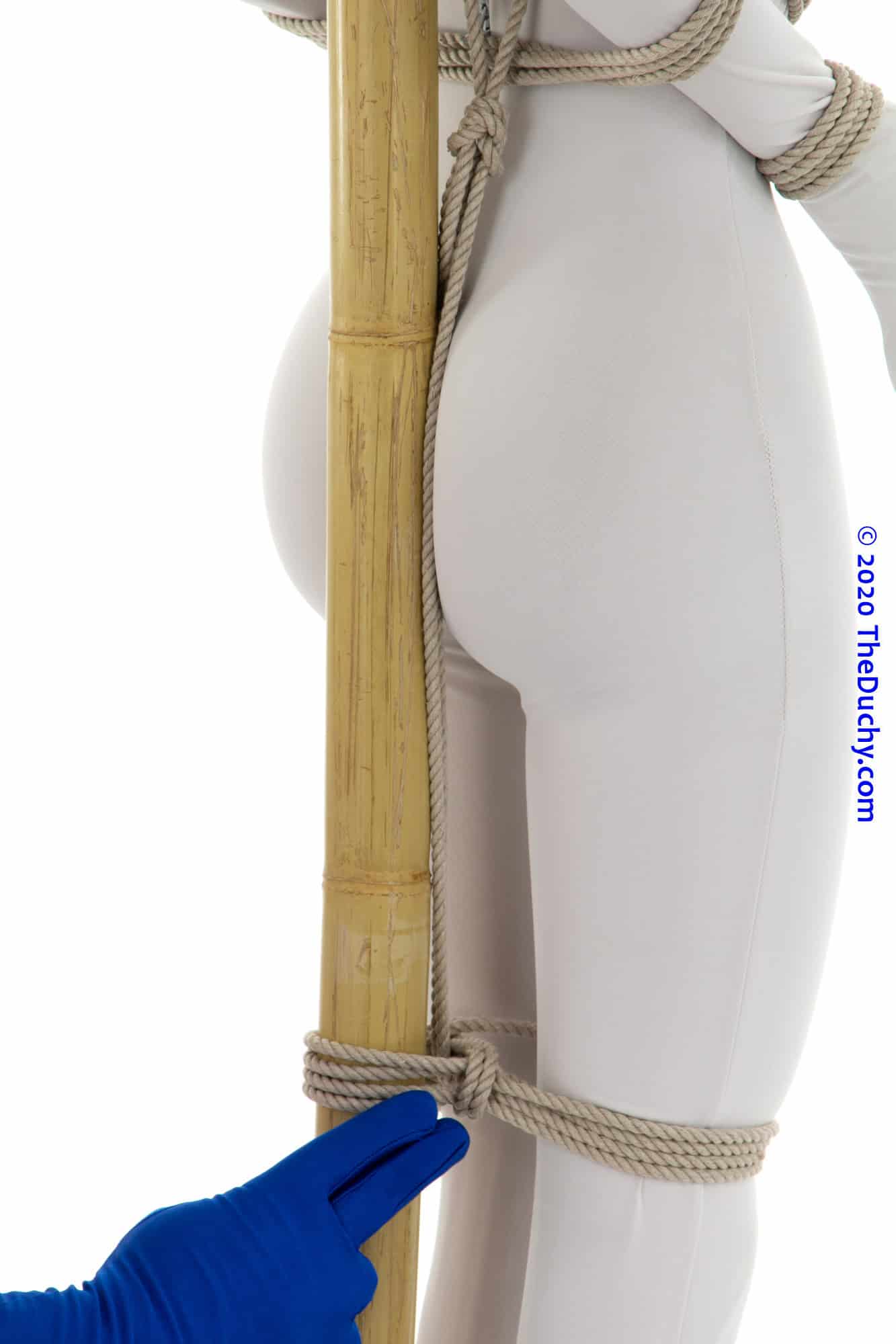 7.	Because you don’t want the TC too tight, it will have a tendency to follow the force of gravity and slide off.  There are many ways to keep this in place, but one simple approach is to connect it to something above to hold it up …