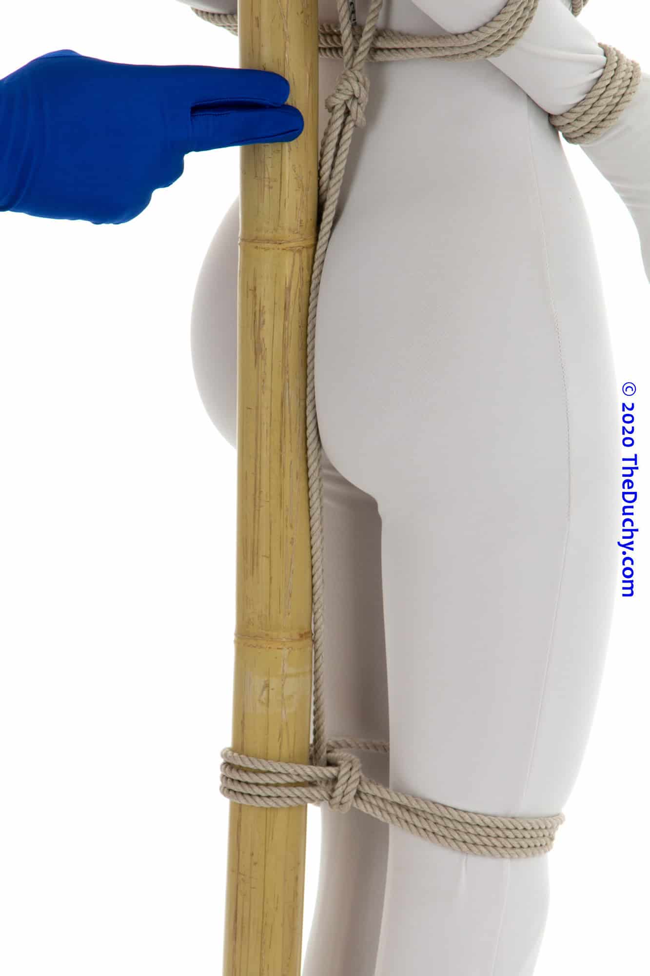 9.	… and tied it to a line coming out of the elbow tie.