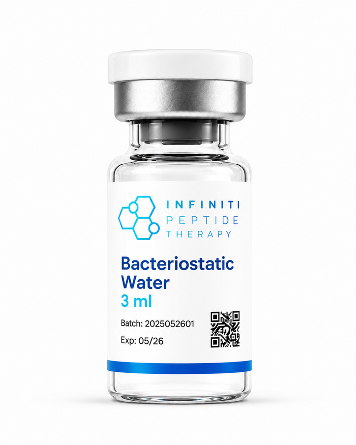 Bacteriostatic Water vial 3ml 10 ml peptide research Sterile reconstitution solvent for lyophilized peptides. Multi-dose vials with 0.9% benzyl alcohol as preservative