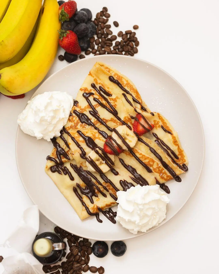 Strawberry Banana Nutella Crepe for brunch at Bella Aurora Cafe in Aurora
