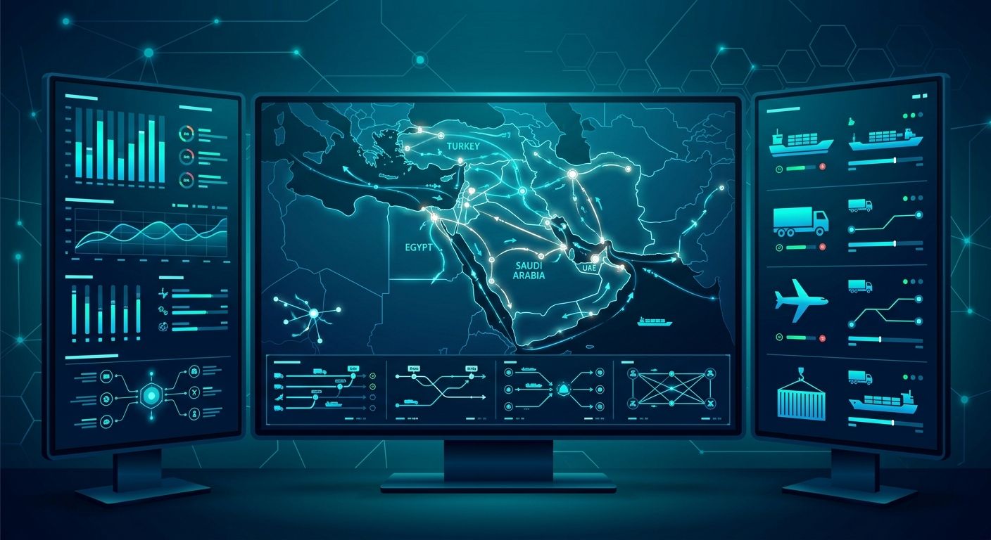 لوحة تحكم ذكية لسيستم إدارة شركات الشحن تعرض تحليلات التوصيل وتتبع المناديب.