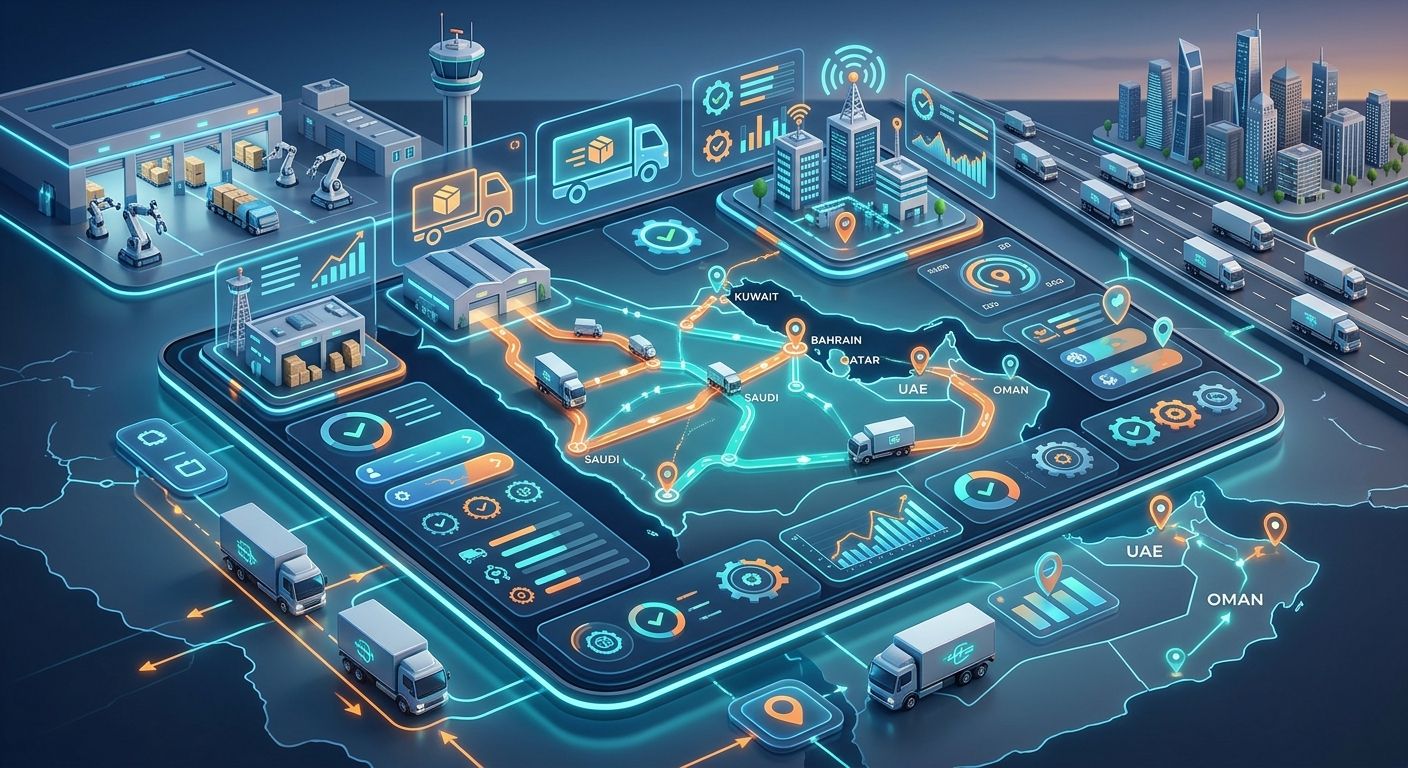 Automated logistics dispatch dashboard showing optimized delivery routes for peak season shipping