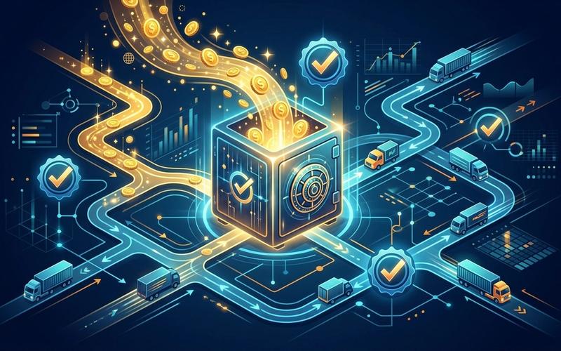 لوحة تحكم رقمية توضح دورة تسوية الكاش الآمنة ومنع تسريب الأموال لشركات الشحن