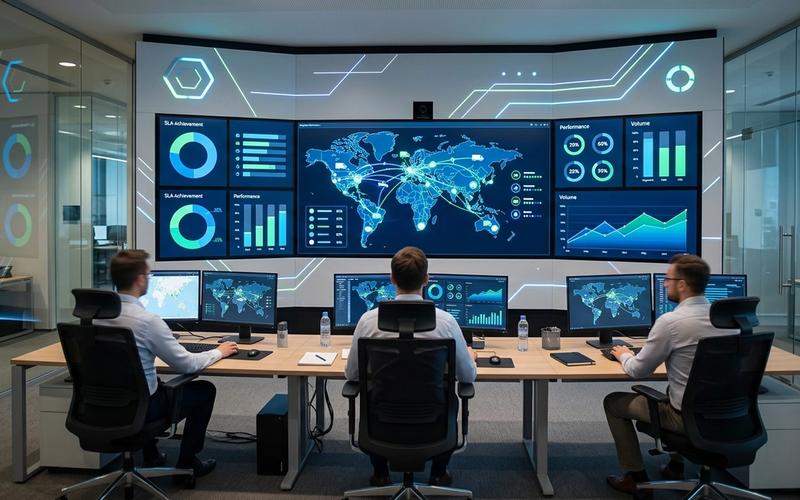 Modern digital dashboard displaying logistics SLA and performance tracking metrics