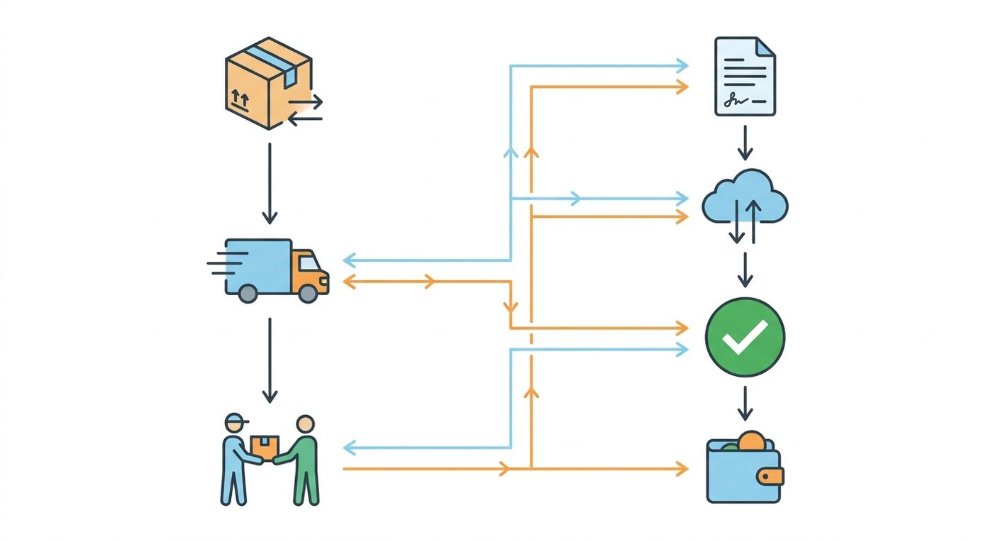 Technical diagram showing parallel logistics fulfillment and background ZATCA compliance workflows.
