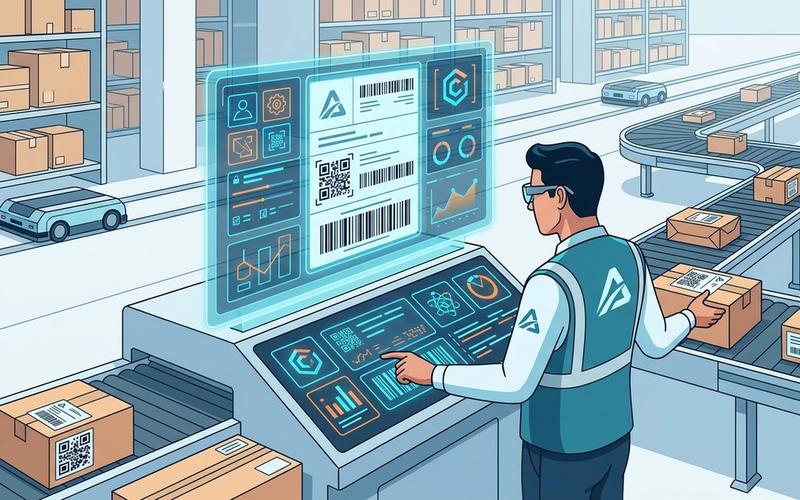 High-tech shipping label customization dashboard displaying dynamic AWB printing templates.