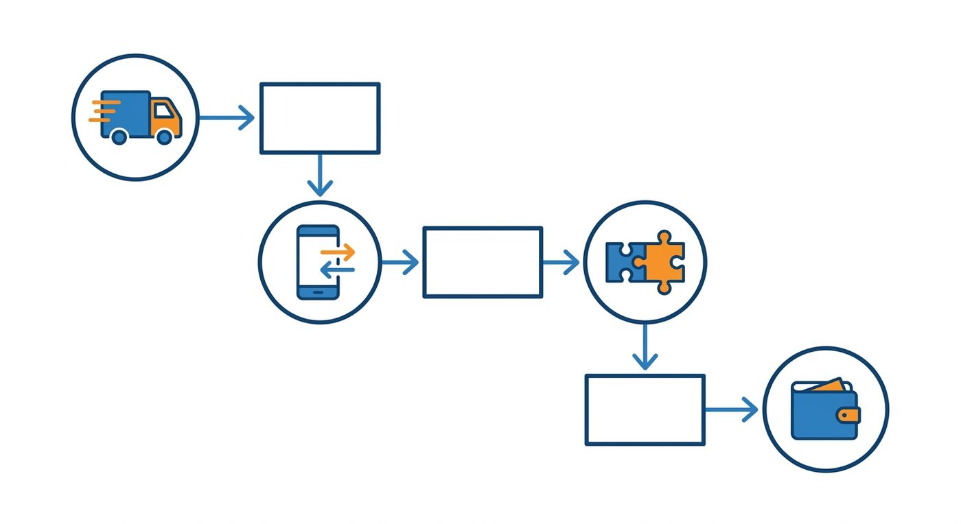 Flowchart diagram illustrating the automated COD reconciliation and wallet update process in a logistics ERP.