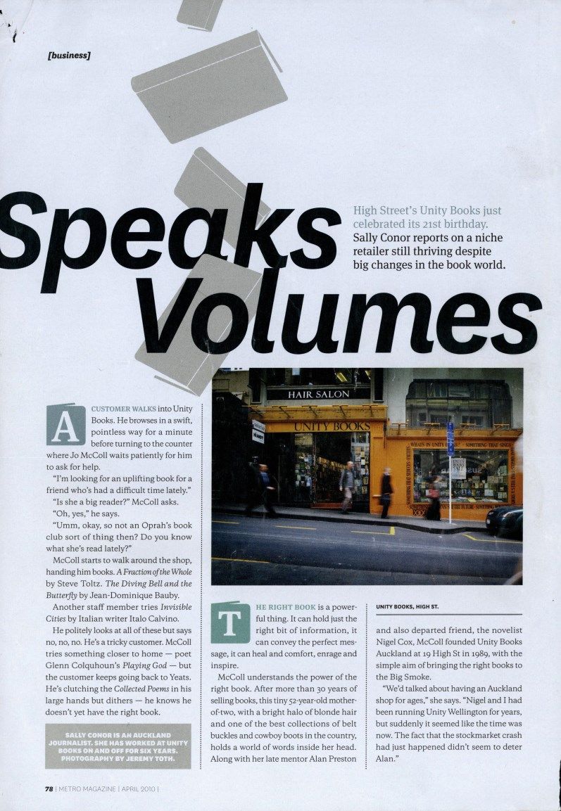 “Speaks Volumes”, Metro magazine, April 2010