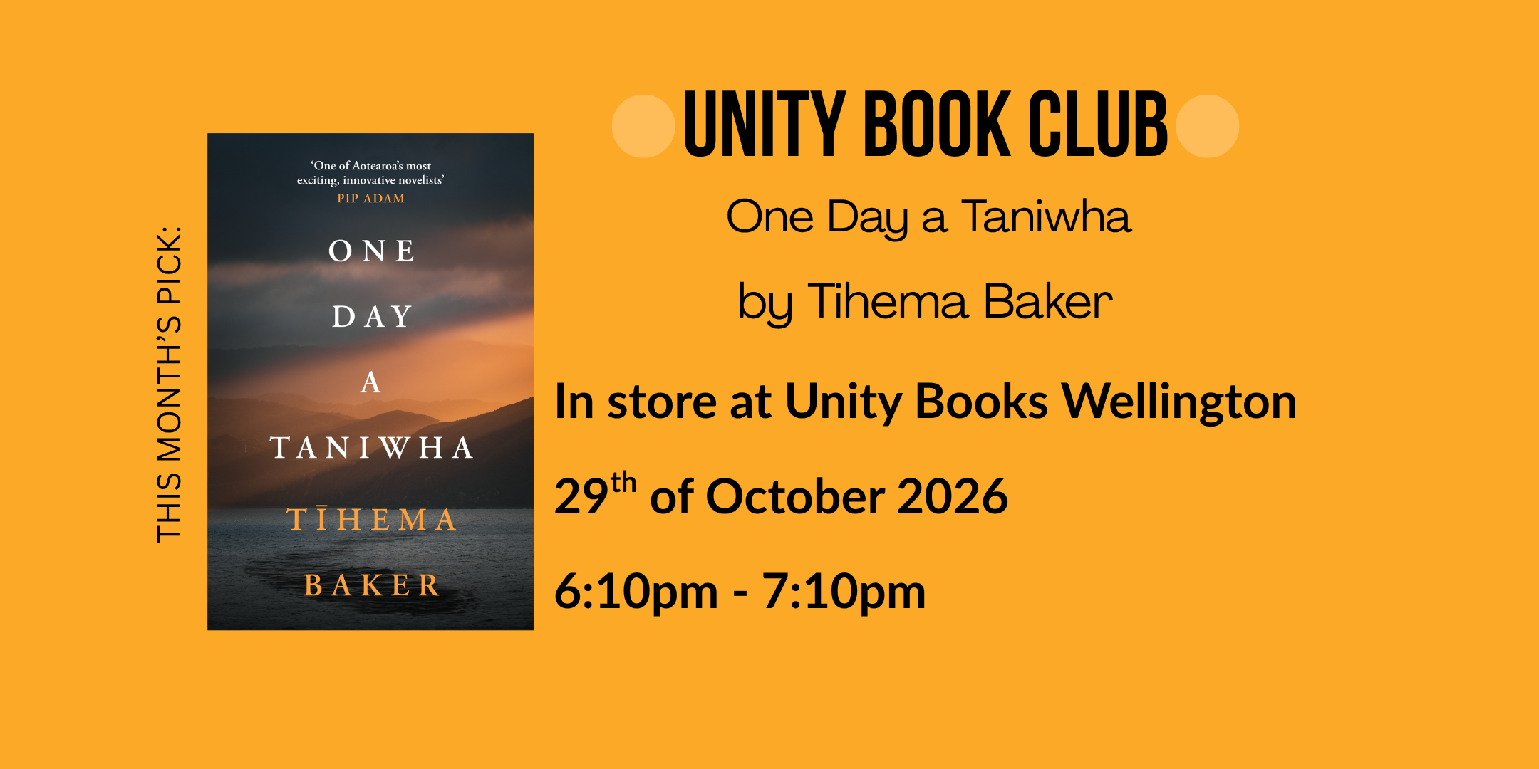 OCTOBER BOOK CLUB: One Day a Taniwha