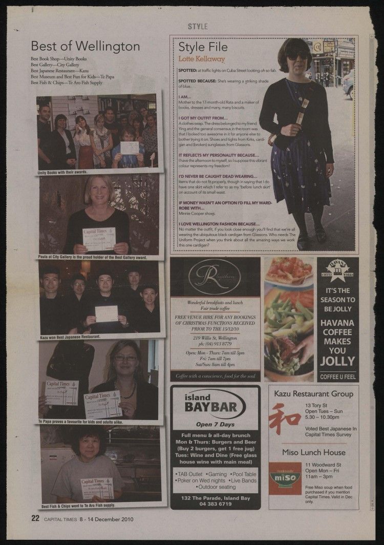 Best Bookshop, Capital Times, 14th December 2010