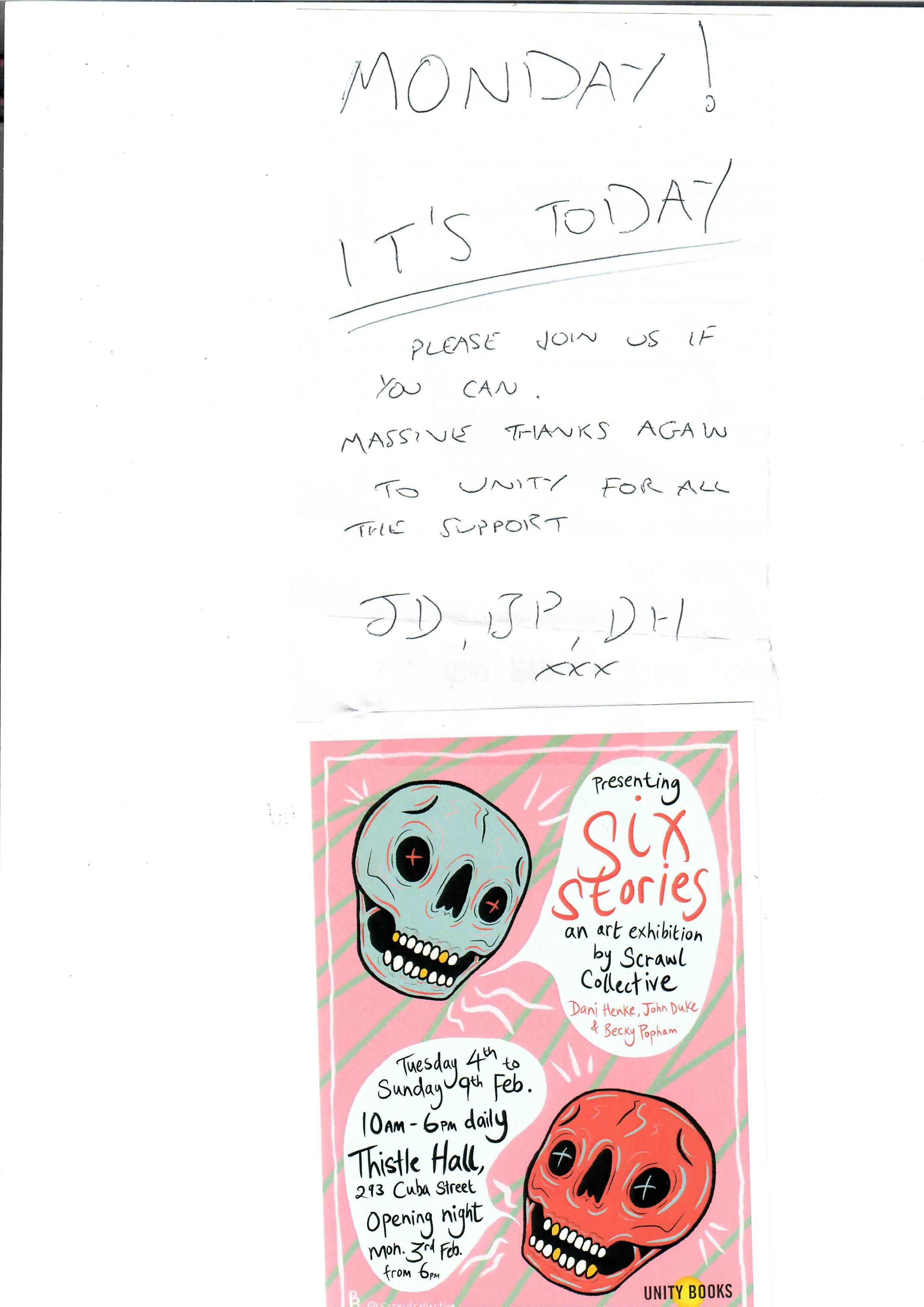 Six Stories Exhibition, Tuesday 4th – Sunday 9th February 2020