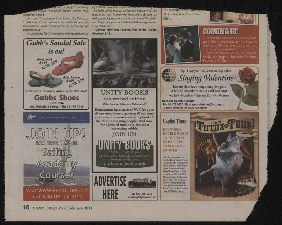 Renovation advertisement, Capital Times, February 2011