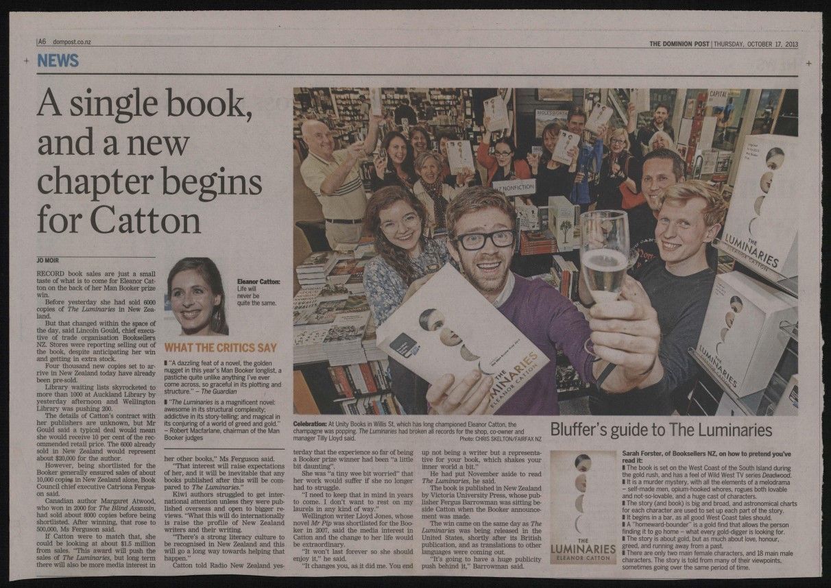 Eleanor Catton wins Man Booker Prize, 17th October 2013