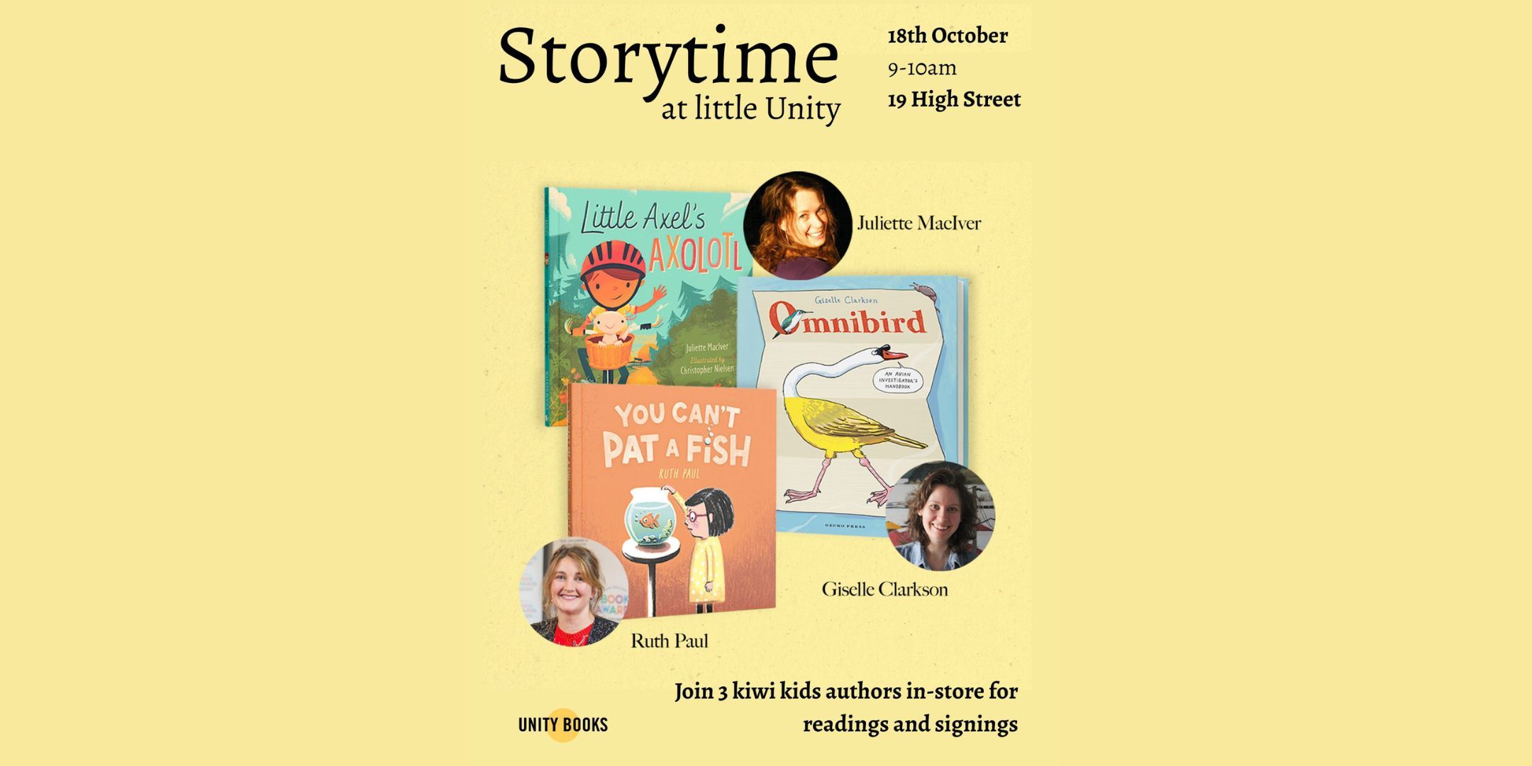 Three superstars of Kiwi children's books coming to little Unity