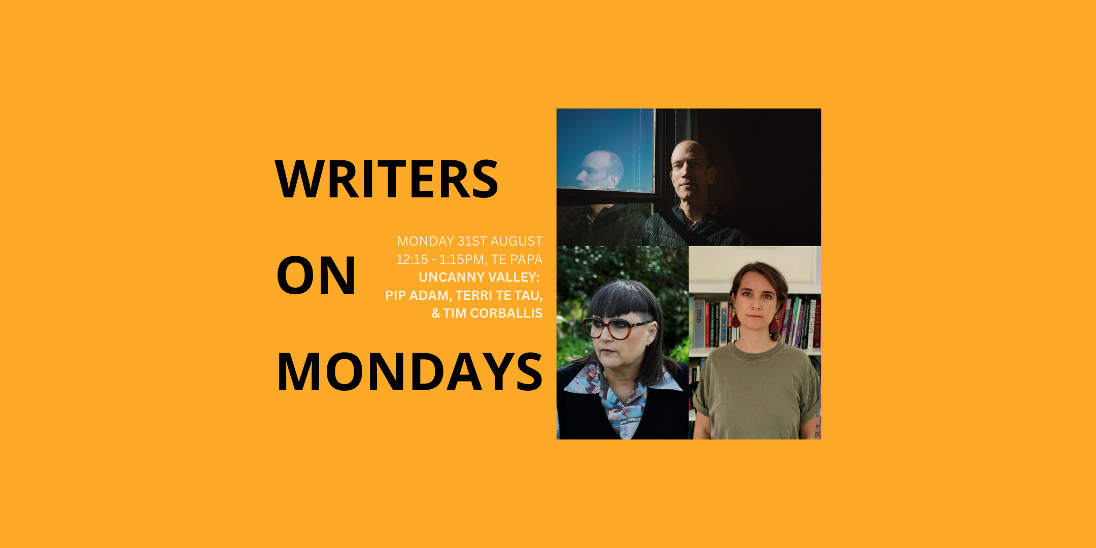 IIML Writers on Mondays: Uncanny Valley: Pip Adam, Terri Te Tau, & Tim Corballis