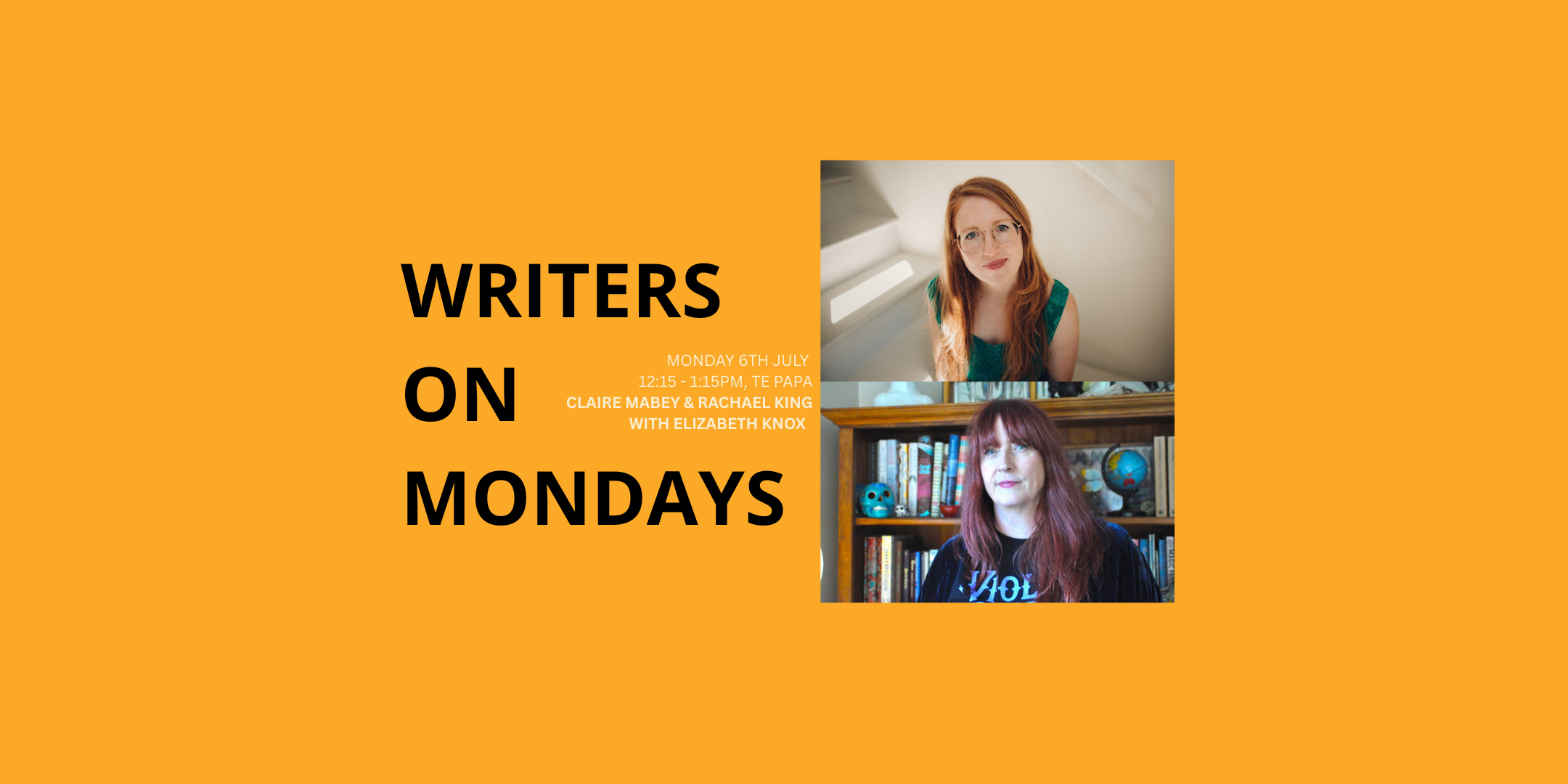 IIML Writers on Mondays: Claire Mabey & Rachael King with Elizabeth Knox