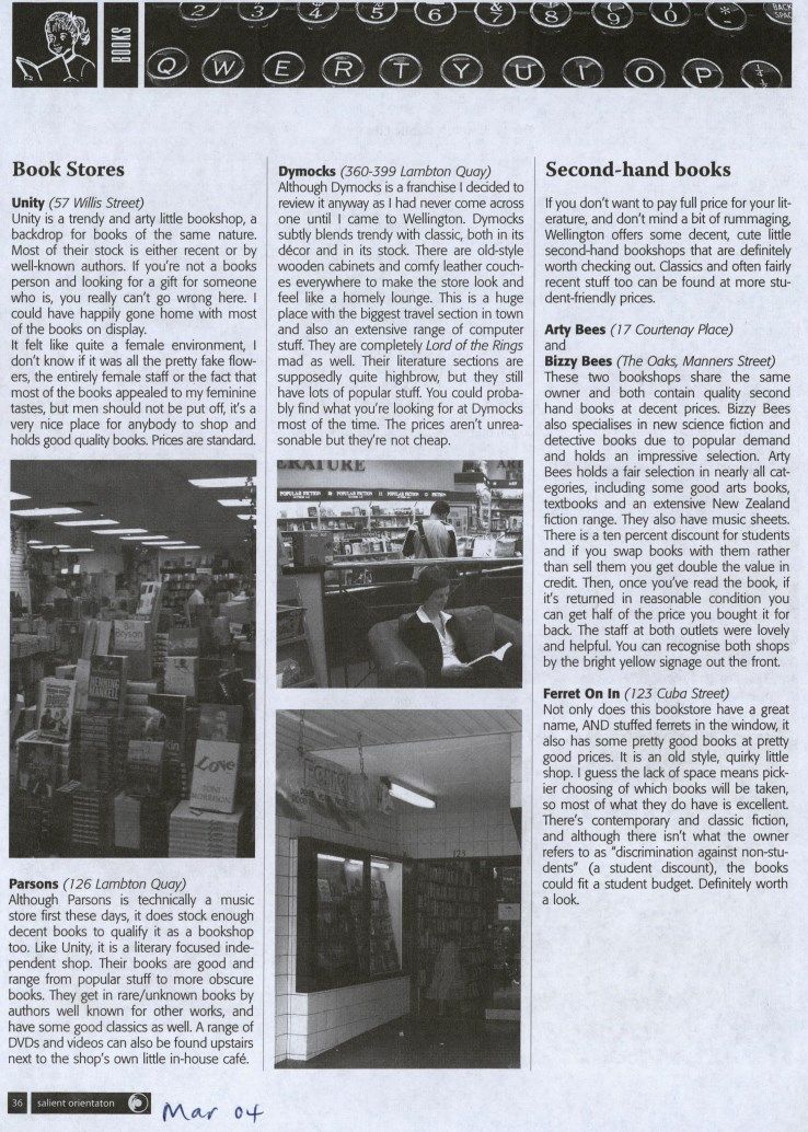 Bookshops of Wellington, Salient, March 2004