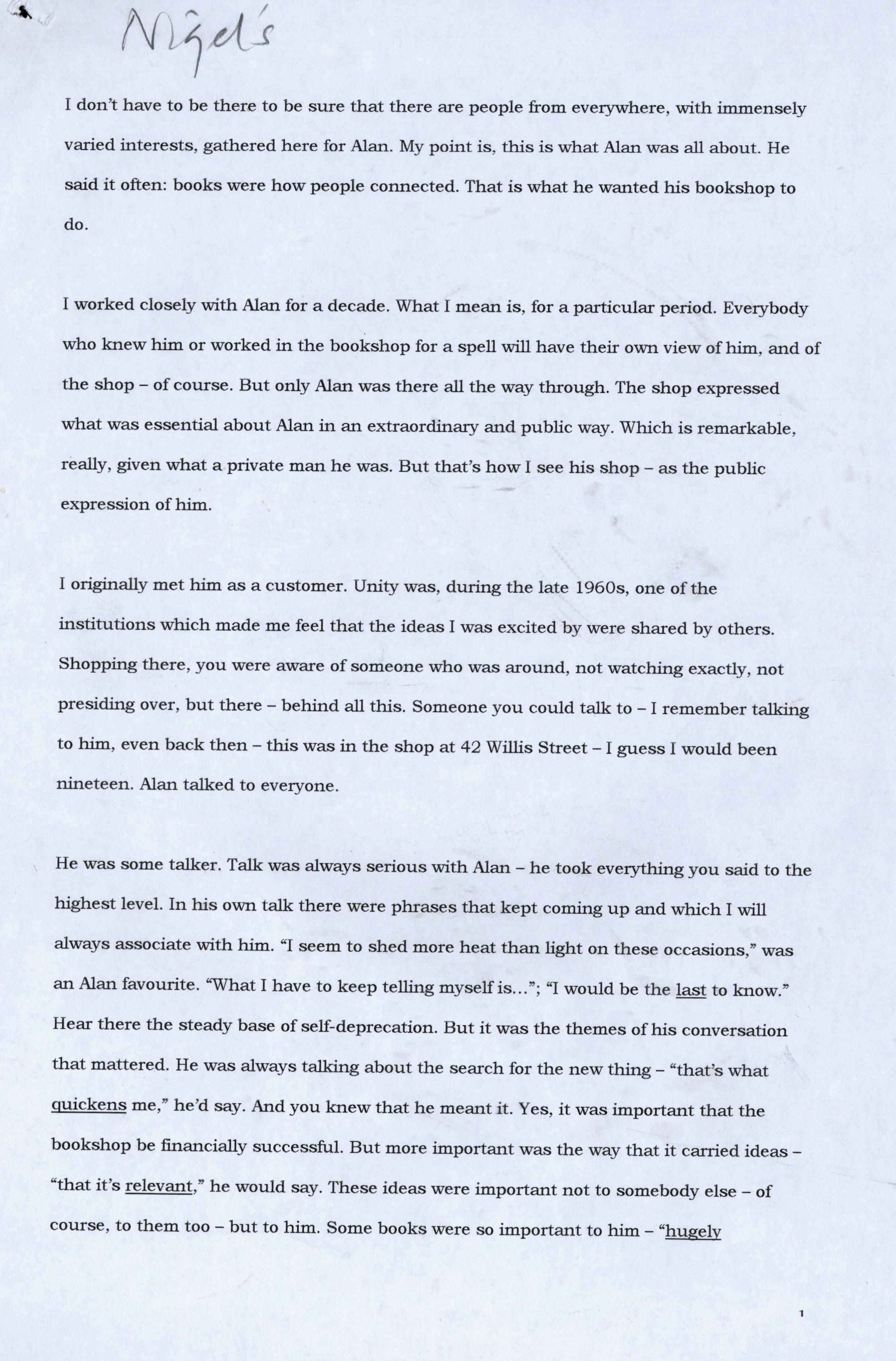 Nigel Cox’s obituary for Alan Preston, September 2004