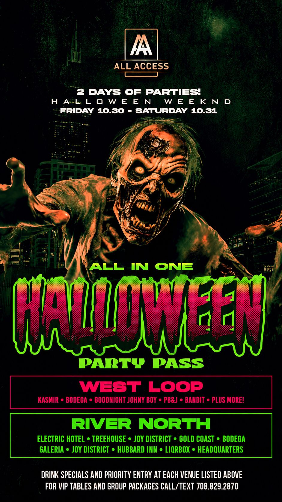 River North/West Loop 2 Days of Halloween Bar Crawl Party Pass banner image