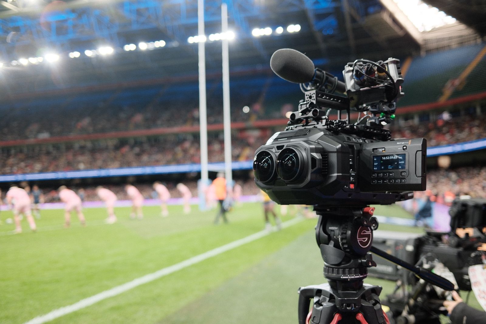 Blackmagic URSA Cine Immersive camera at the Principality Stadium, Cardiff