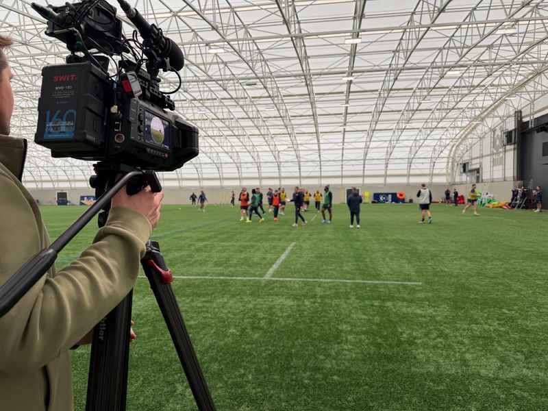 Filming Bristol Bears indoor training