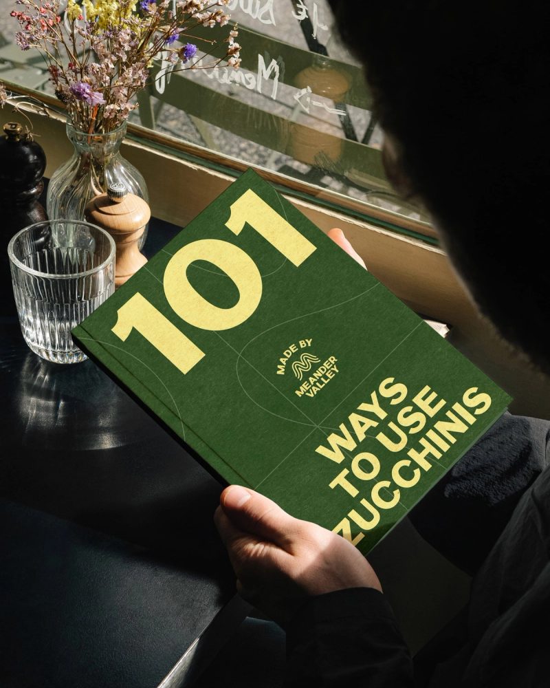 Meander Valley Book: 101 ways to use zucchinis, brand identity by For The People