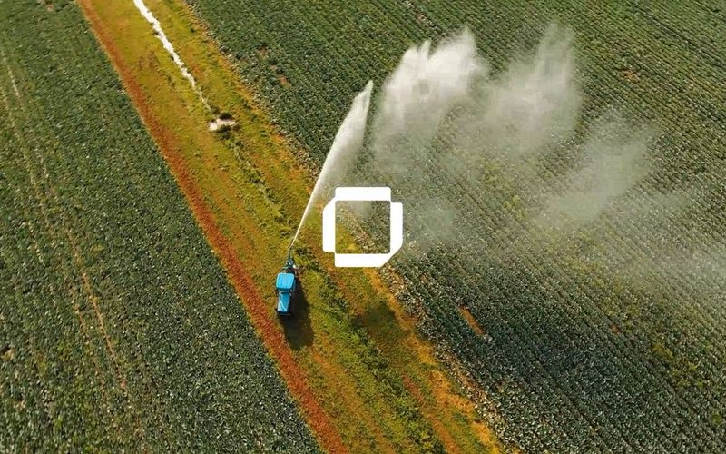 Logo over farmland