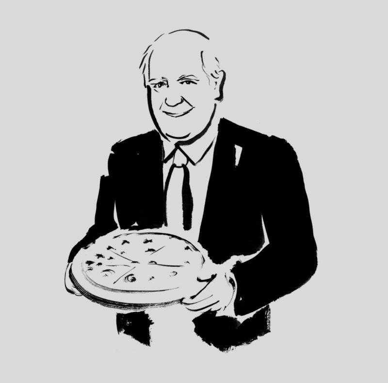 Peter Boizot with pizza